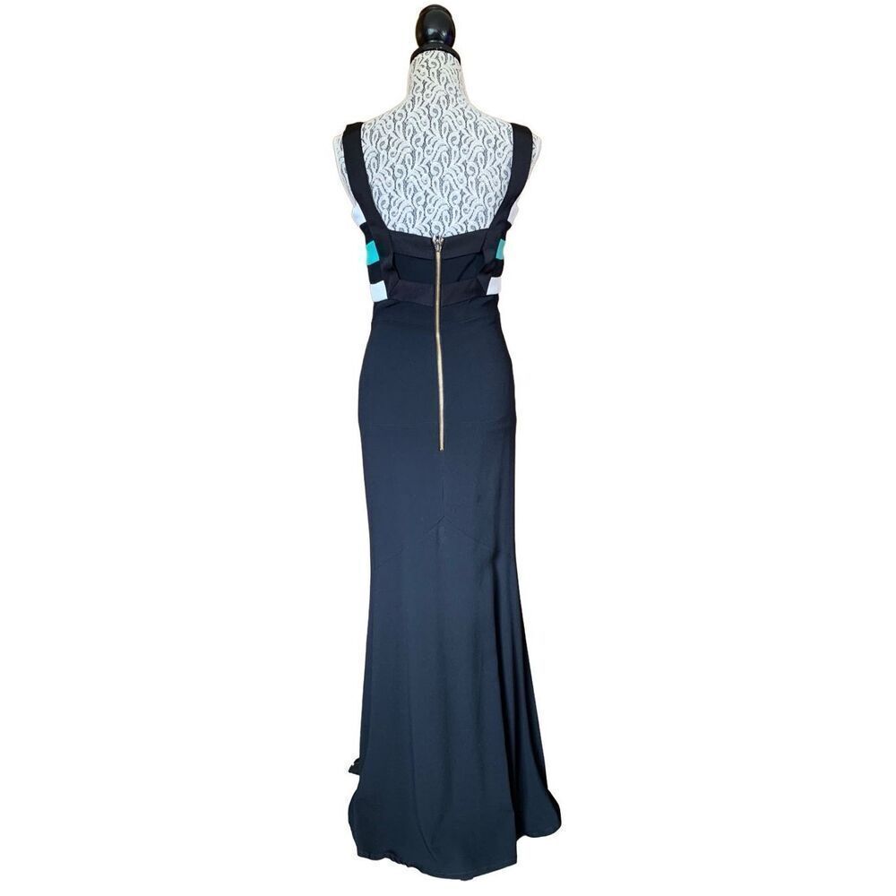 Roland Mouret Persian Double Stretch Crepe Gown Black, Mint, White Size 6 - Picture 2 of 12
